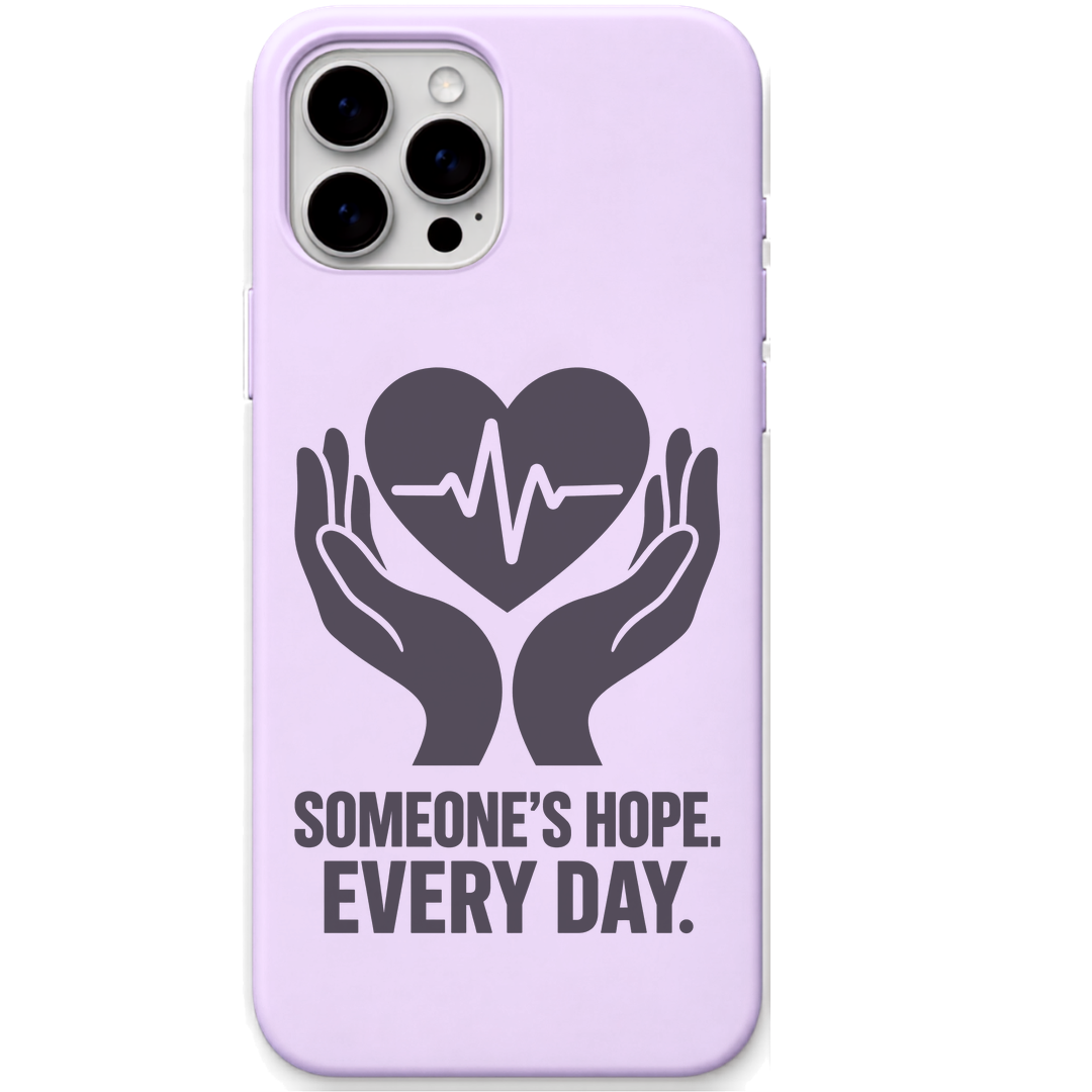 Someone’s Hope Every Day engraved silicone phone cover in Lavender