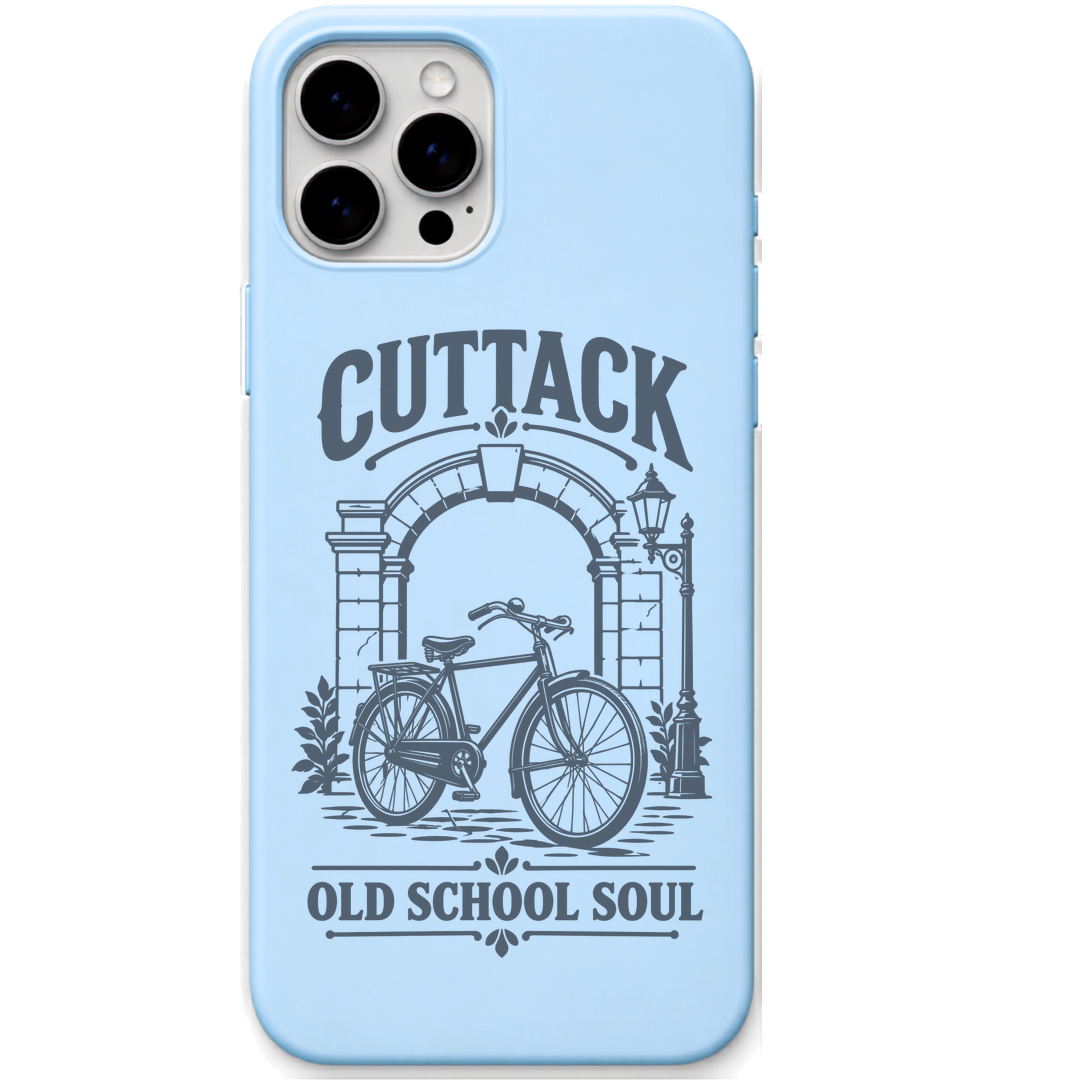 Cuttack Old School Soul engraved pastel silicone phone cover in Sky Blue