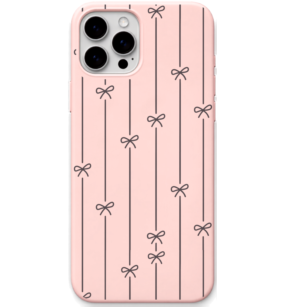 Ribbon Lines engraved silicone phone cover in Blush Pink
