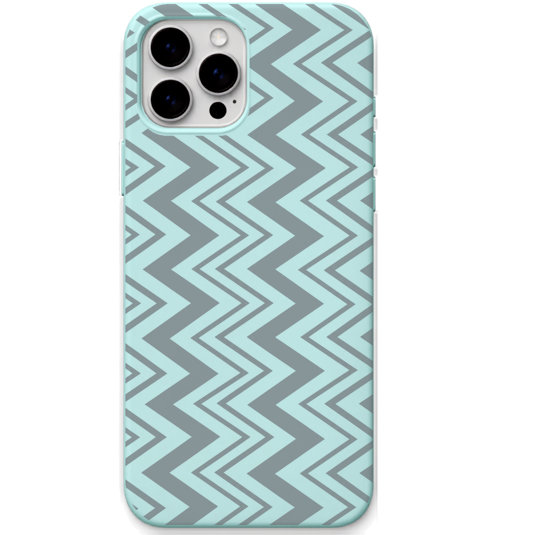 Zigzag Energy engraved silicone phone cover in Mint Green