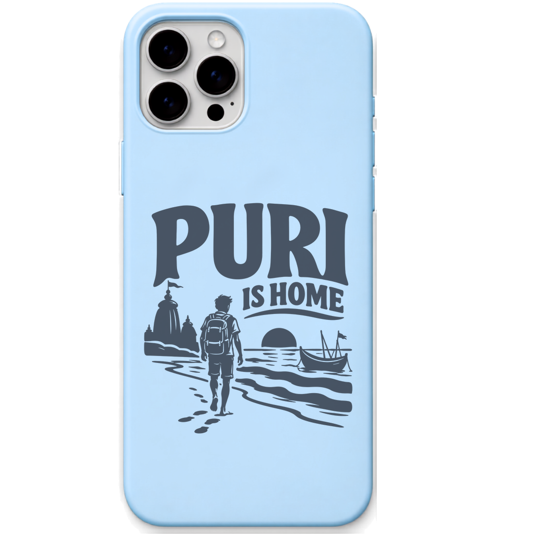 Puri Is Home Beach Walker engraved pastel silicone phone cover in Sky Blue