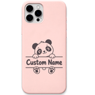 Panda Hug baby panda custom name engraved pastel silicone phone cover in Blush Pink