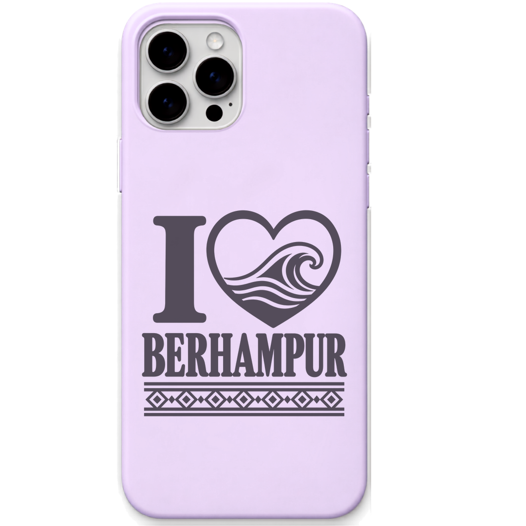 I Love Berhampur engraved pastel silicone phone cover in Lavender