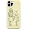 My First Best Friend sister brother line art engraved pastel silicone phone cover in Lemon Yellow