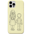 My First Best Friend sister brother line art engraved pastel silicone phone cover in Lemon Yellow