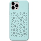 Cozy Stitched Hearts stitched heart pattern engraved pastel silicone phone cover in Mint Green