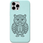 Midnight Owl ornamental owl engraved pastel silicone phone cover in Mint Green