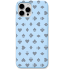 Card Suit Shuffle engraved silicone phone cover in Sky Blue