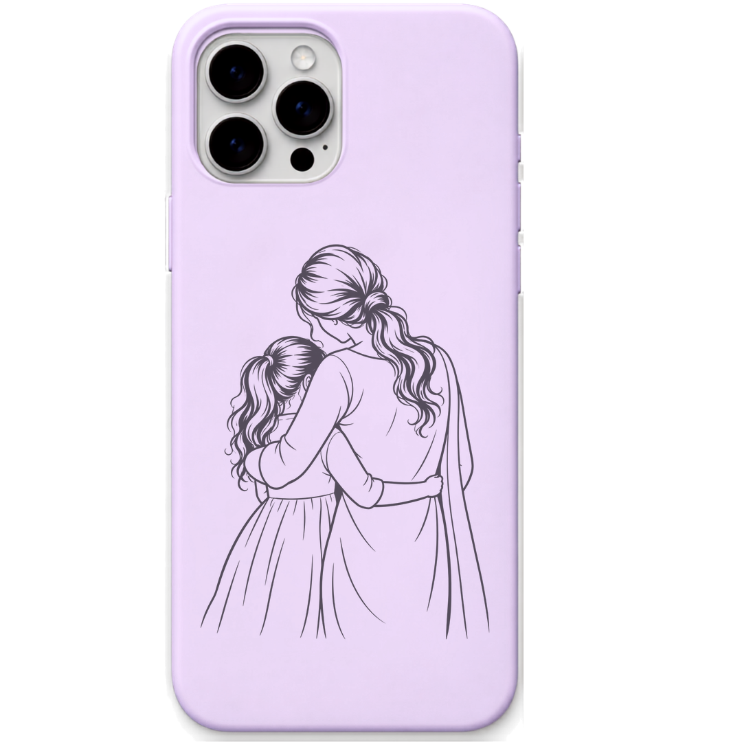Her First Best Friend mother daughter line art engraved pastel silicone phone cover in Lavender