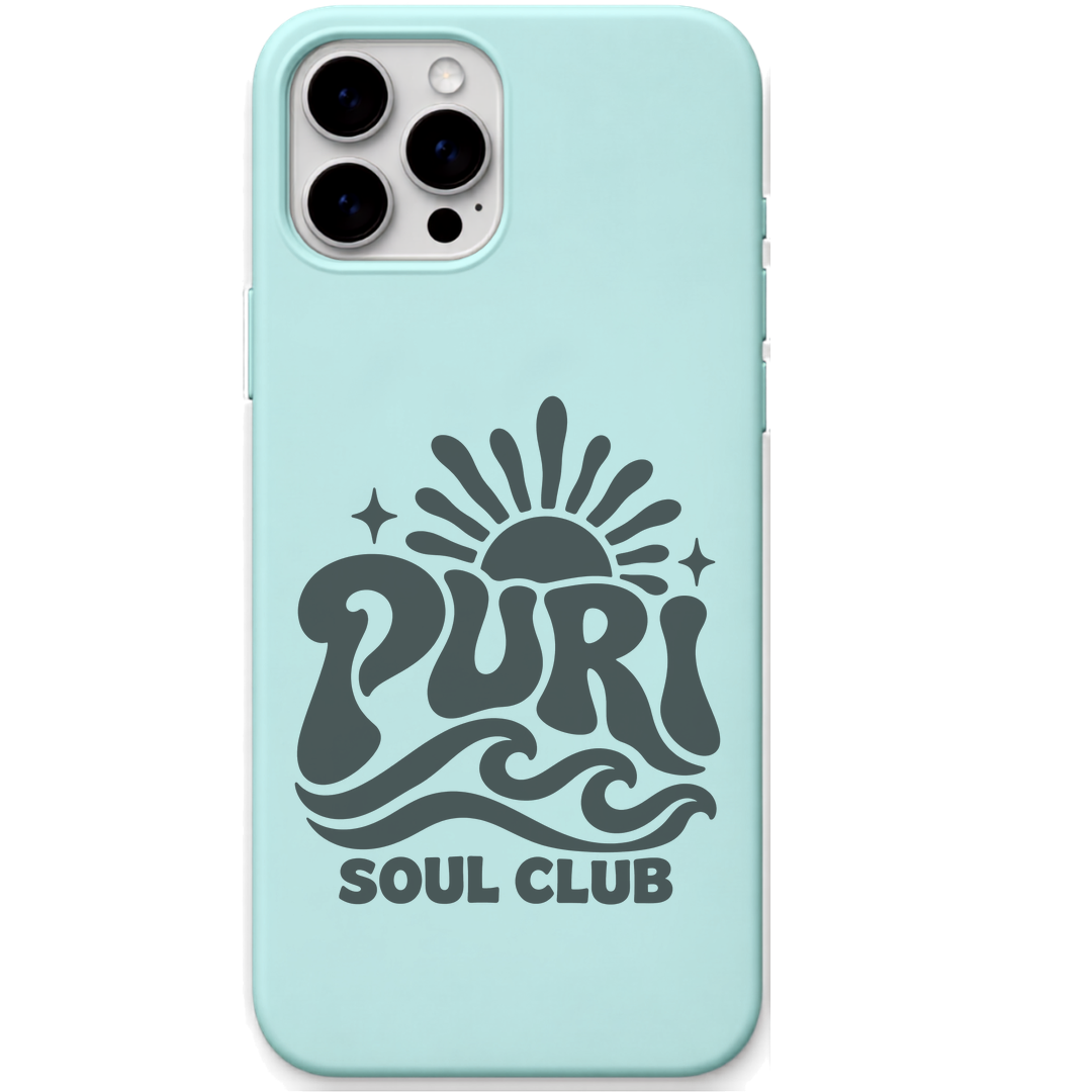 Puri Soul Club engraved pastel silicone phone cover in Mint Green