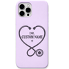 Personalised Dr Name Stethoscope Heart engraved silicone phone cover in Lavender