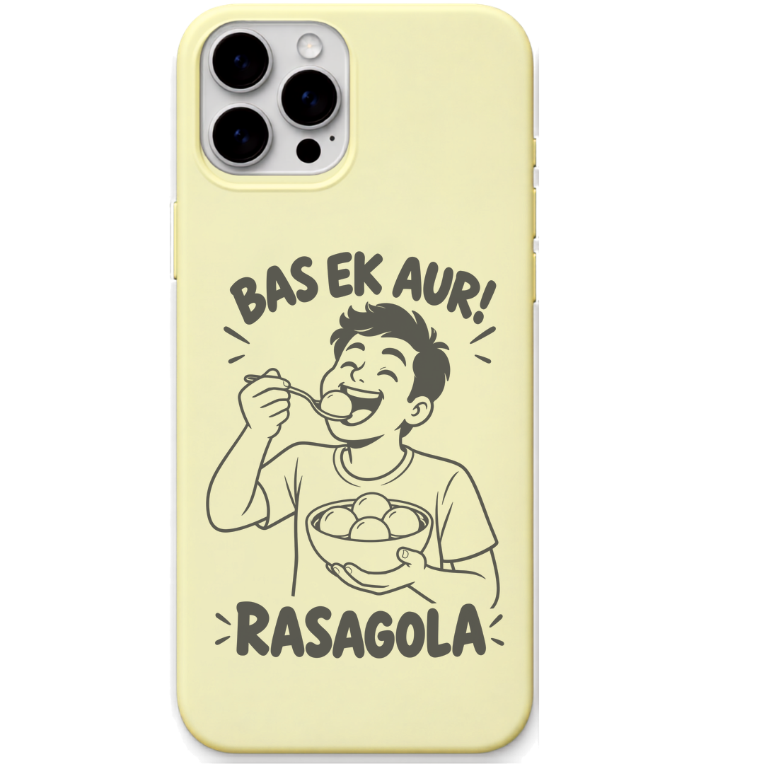 Bas Ek Aur Rasagola engraved pastel silicone phone cover in Lemon Yellow