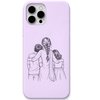 Both Sides of My Heart mum two children line art engraved pastel silicone phone cover in Lavender
