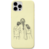 Both Sides of My Heart mum two children line art engraved pastel silicone phone cover in Lemon Yellow
