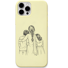 Both Sides of My Heart mum two children line art engraved pastel silicone phone cover in Lemon Yellow