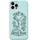 Art Is Artist Heart Pattachitra engraved pastel silicone phone cover in Mint Green