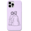 Maa My Safe Place mother children hug line art engraved pastel silicone phone cover in Lavender