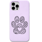 Pawprint of Love ornamental paw print engraved pastel silicone phone cover in Lavender