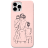 Double Trouble Mums Team mum three children line art engraved pastel silicone phone cover in Blush Pink