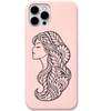 Her Own Bloom floral woman silhouette engraved pastel silicone phone cover in Blush Pink
