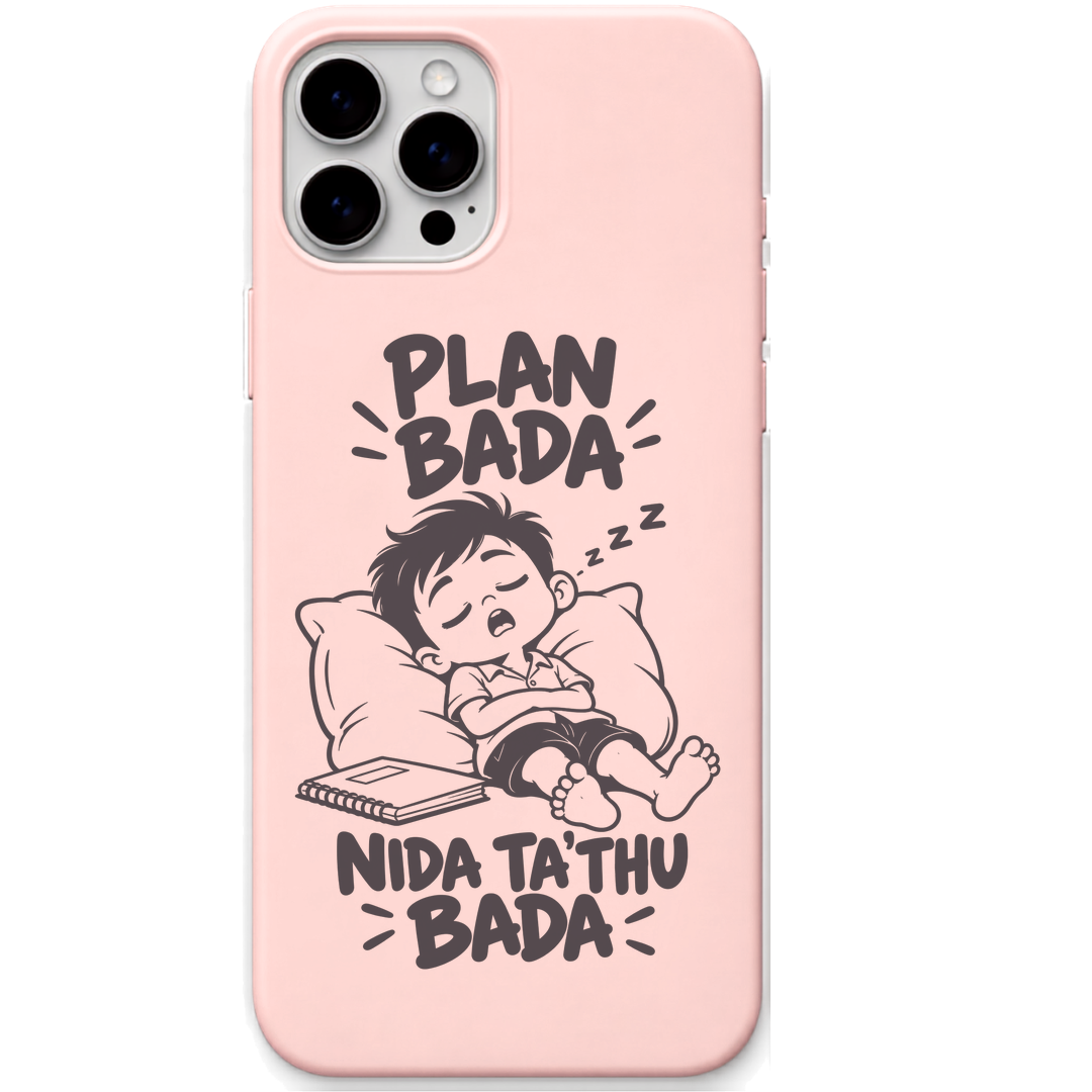 Plan Bada Nida Tathu Bada engraved pastel silicone phone cover in Blush Pink