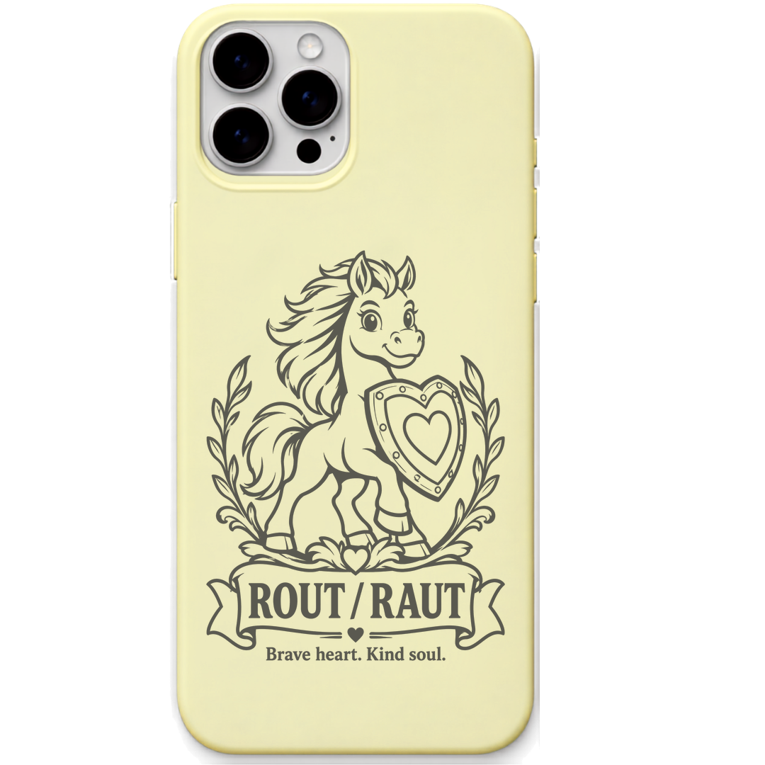 Rout Raut Brave Heart Kind Soul engraved pastel silicone phone cover in Lemon Yellow