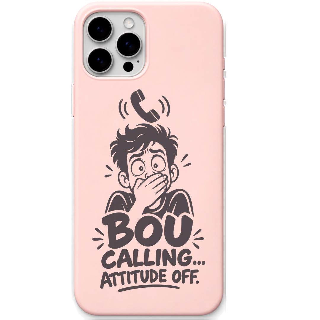 Bou Calling Attitude Off engraved pastel silicone phone cover in Blush Pink