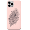 Peacock Poetry ornamental peacock feather engraved pastel silicone phone cover in Blush Pink
