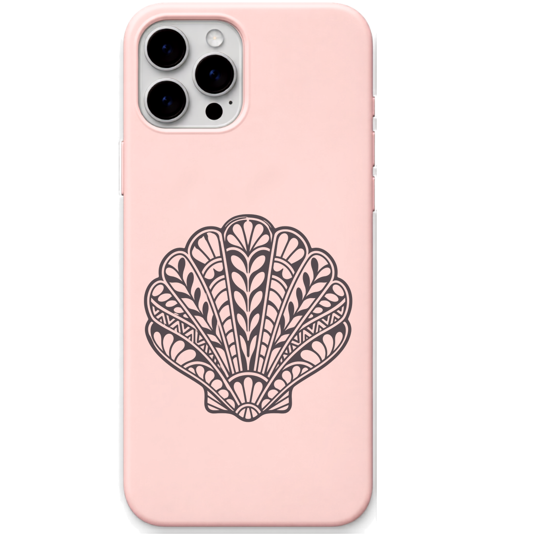 Ocean Keepsake Shell ornamental seashell engraved pastel silicone phone cover in Blush Pink