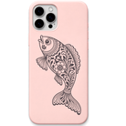 One Fish Endless Flow Pattachitra engraved pastel silicone phone cover in Blush Pink