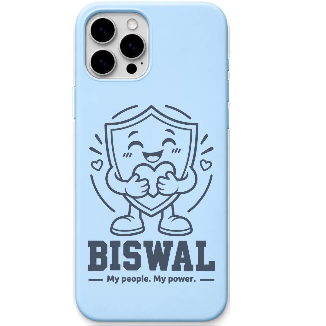 Biswal My People My Power engraved pastel silicone phone cover in Sky Blue