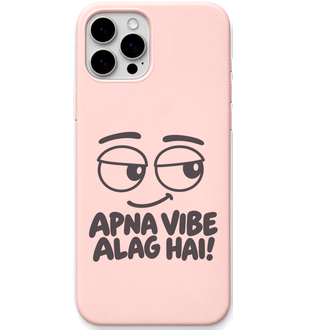 Apna Vibe Alag Hai sassy face hinglish meme engraved pastel silicone phone cover in Blush Pink