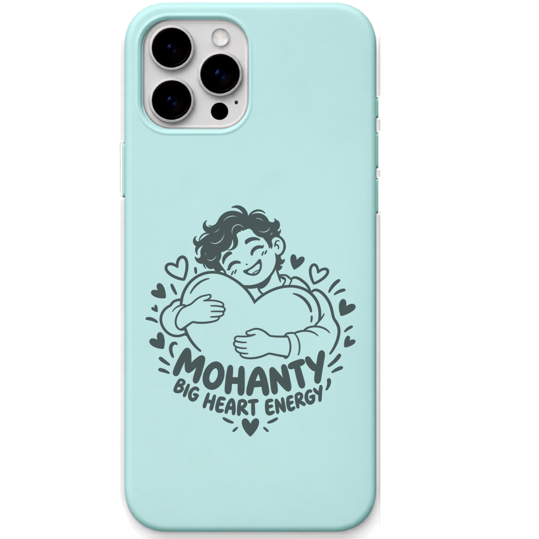 Mohanty Big Heart Energy engraved pastel silicone phone cover in Mint Green