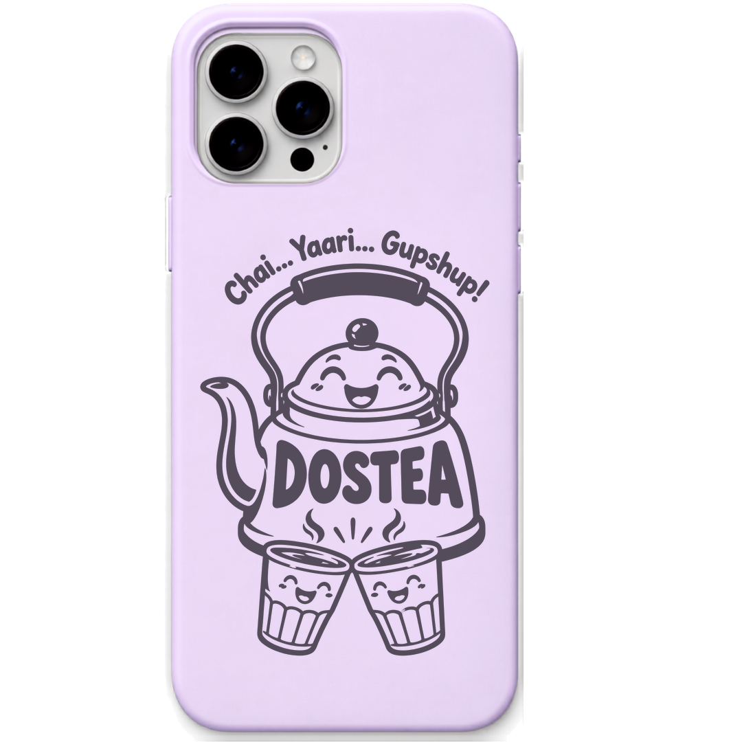 DosTEA Chai Yaar Gupshup tea friendship meme engraved silicone phone cover in Lavender