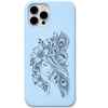 Floral Muse floral woman line art engraved pastel silicone phone cover in Sky Blue
