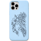 Floral Muse floral woman line art engraved pastel silicone phone cover in Sky Blue