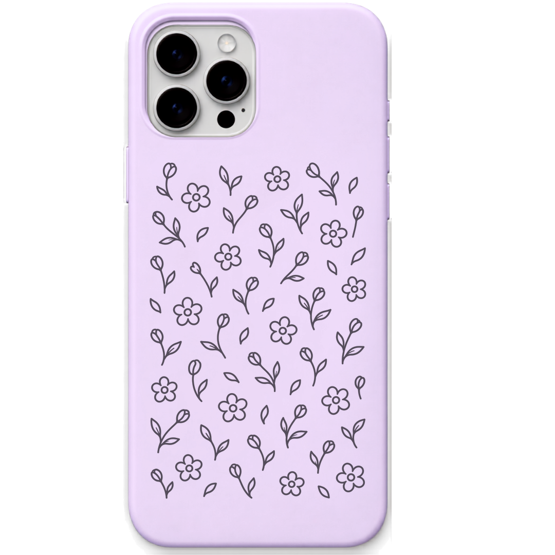 Little Joys Garden tiny floral ditsy pattern engraved pastel silicone phone cover in Lavender