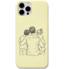 Dads Whole World dad two children line art engraved pastel silicone phone cover in Lemon Yellow