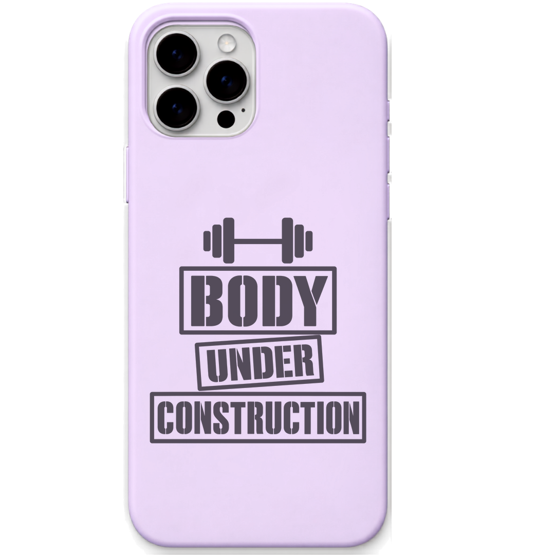 Body Under Construction gym motivation quote engraved silicone phone cover in Lavender