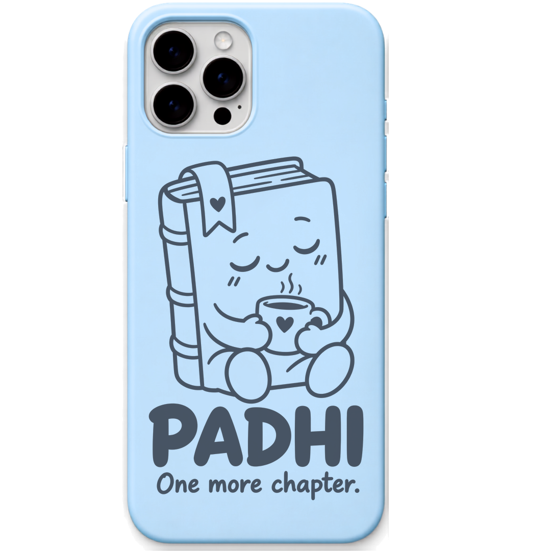 Padhi One More Chapter engraved pastel silicone phone cover in Sky Blue