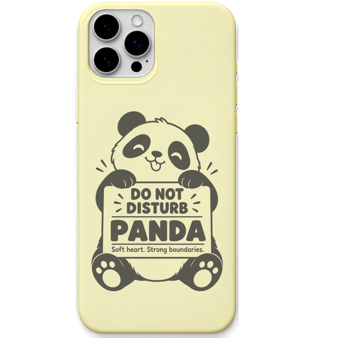 Panda Do Not Disturb engraved pastel silicone phone cover in Lemon Yellow