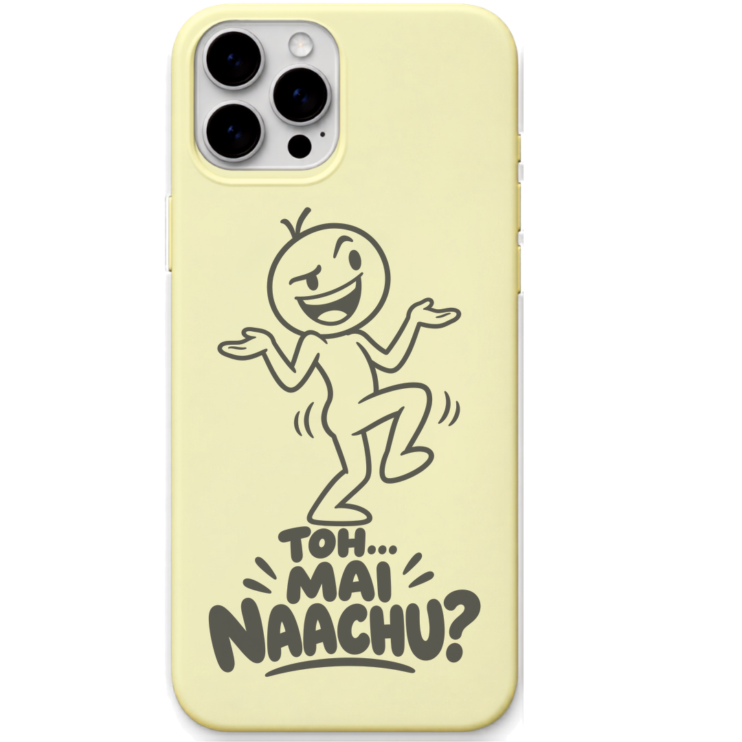 Toh Mai Naachu funny dancing meme engraved silicone phone cover in Lemon Yellow