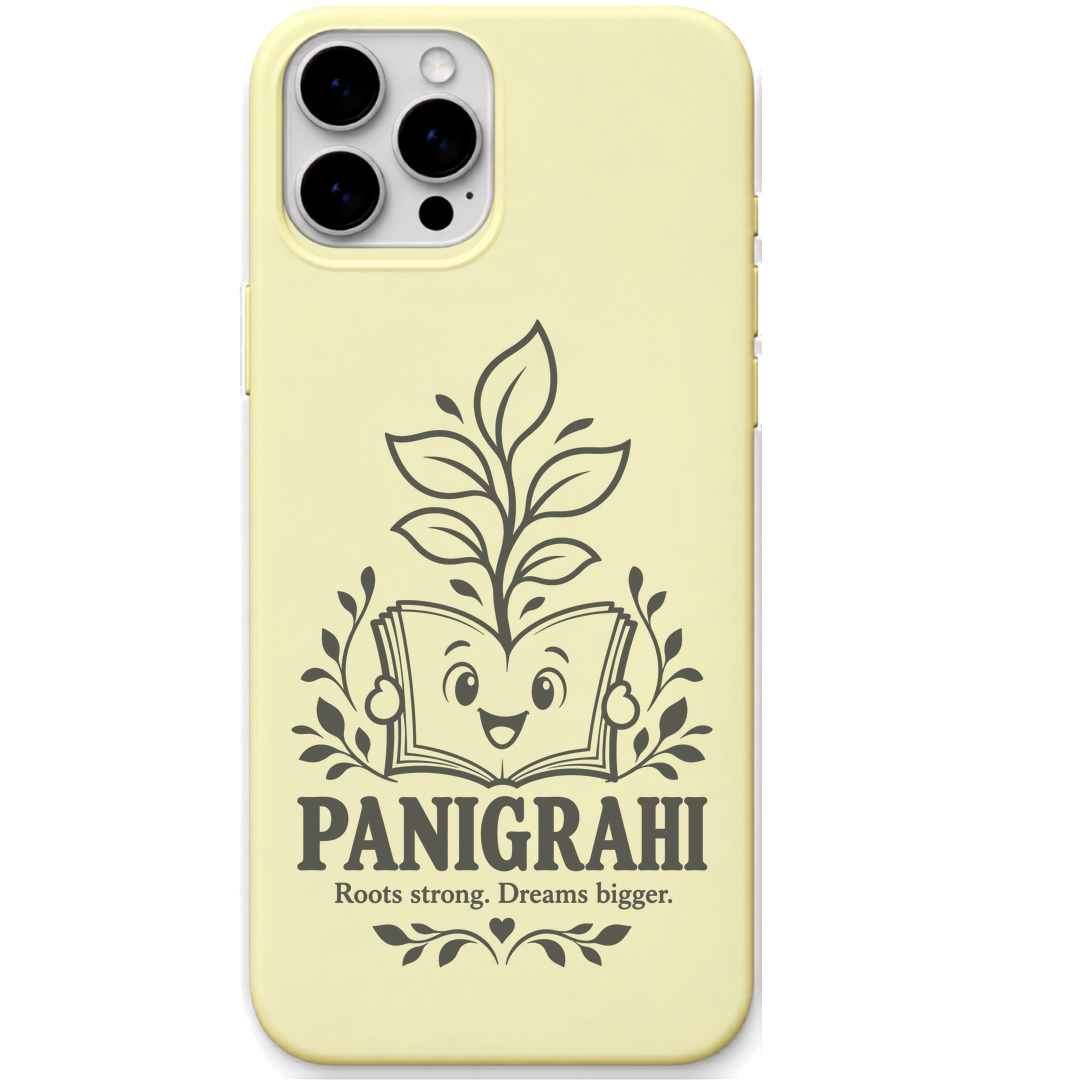 Panigrahi Roots Strong Dreams Bigger engraved pastel silicone phone cover in Lemon Yellow