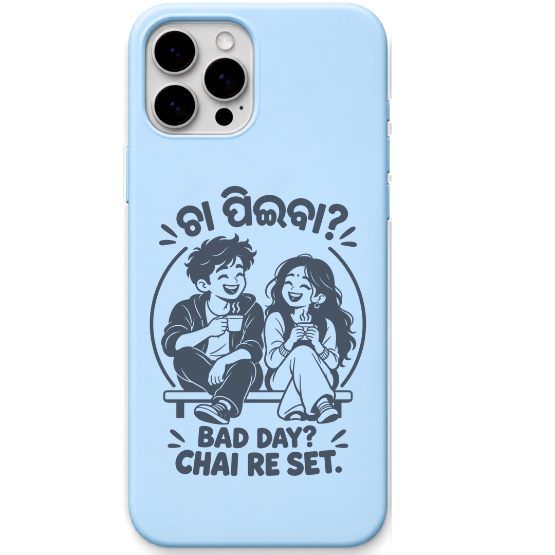Bad Day Chai Re Set engraved pastel silicone phone cover in Sky Blue
