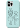My First Best Friend sister brother line art engraved pastel silicone phone cover in Mint Green