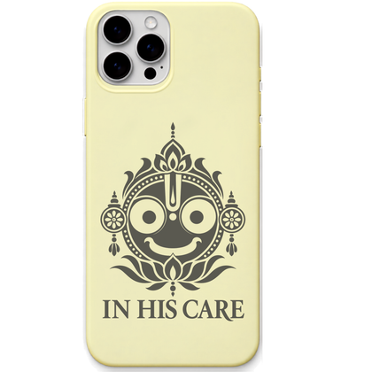 Jagannath In His Care engraved pastel silicone phone cover in Lemon Yellow