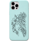 Floral Muse floral woman line art engraved pastel silicone phone cover in Mint Green