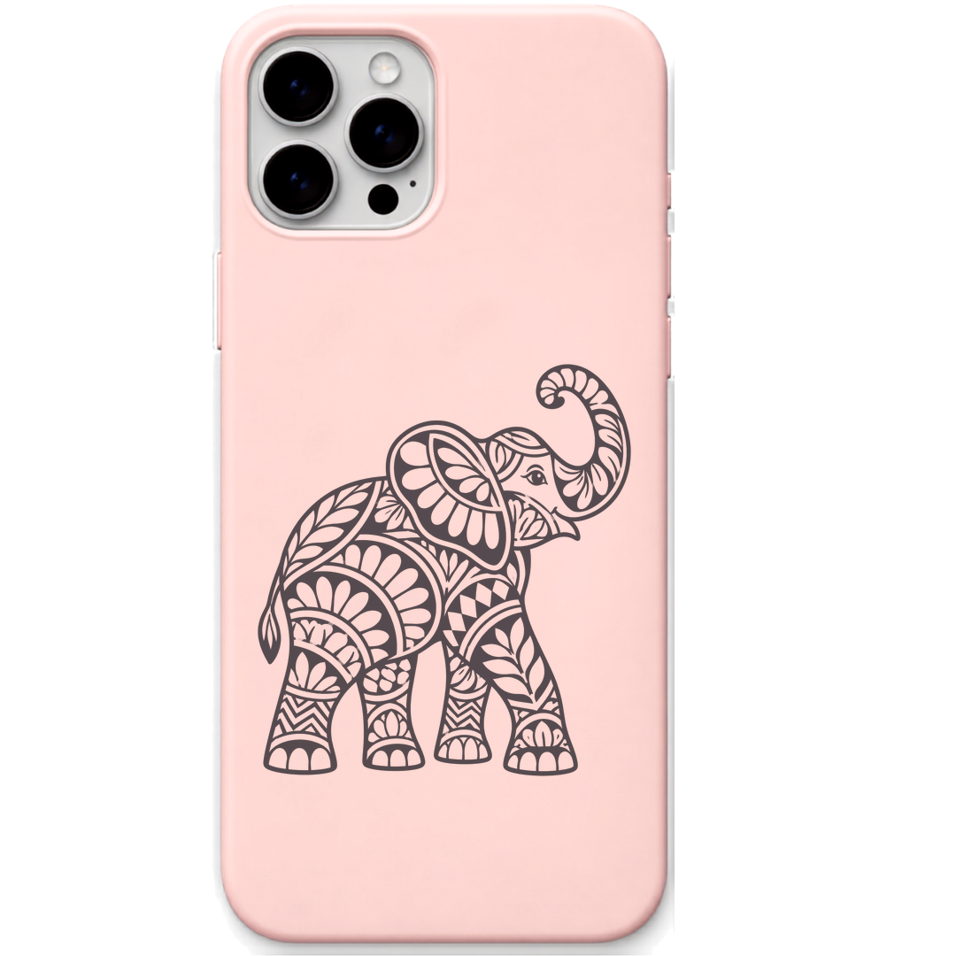 Gentle Giant Elephant ornamental elephant engraved pastel silicone phone cover in Blush Pink