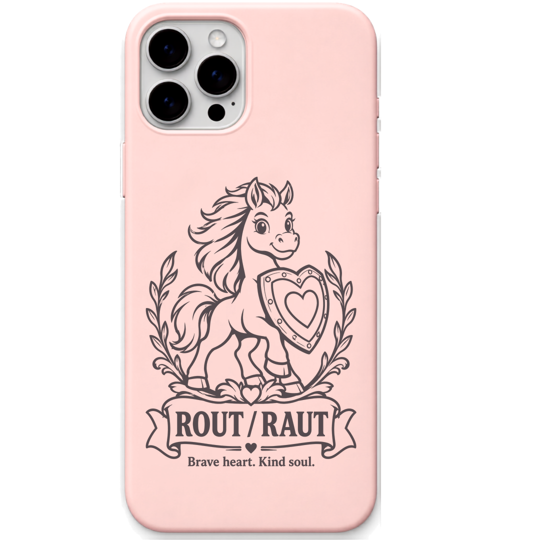 Rout Raut Brave Heart Kind Soul engraved pastel silicone phone cover in Blush Pink