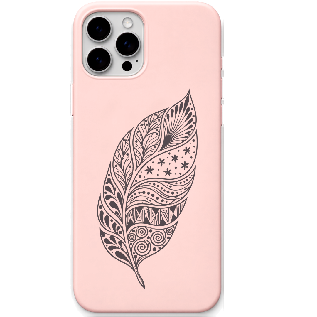 Free Spirit Feather patterned feather engraved pastel silicone phone cover in Blush Pink